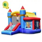 Babyjoy Inflatable Bounce House Kids Trampoline Jumping Slide Castle Indoor & Outdoor Play Bouncer w/Blower