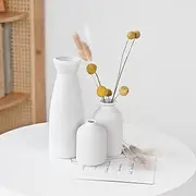 VASEFORU Ceramic vase Set-3 Small Flower vases for Decor Boho Vase Distressed Farmhouse Décor, Pottery Decorative Flower Vase for Home Decor, Table, Living Room Decor, Idea Shelf Decor
