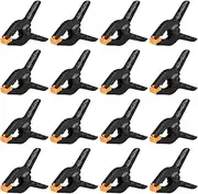 16 Pack Heavy Duty Spring Clamps, 3.5inch Small Backdrop Clips for Crafts, Multi-Purpose Clips with Non-Slip Grip, Professional Backdrop Stand Clips for Photography Backdrop Woodworking (Black)