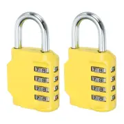 3" Long 4 Digit Combination Padlock, 2Pcs Zinc Alloy Resettable Lock, Yellow
