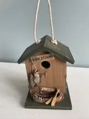 Country Gone Fishing Decorative Wooden Birdhouse Canoe Paddles Fish