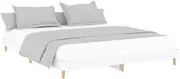 'vidaXL King Size Bed Frame in White, 183x203cm, Durable Engineered Wood Construction with Plywood Slats and Wooden Legs, Modern Bohemian Style