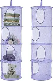 Mesh Storage Bag, 2PCS Soft Toy Organizer, Teddy Storage Basket, Hanging Net for Toys (Purple)