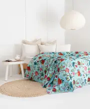 Kantha Quilt Indian Quilt Block Print Quilt Bedspread Bohemian Boho Cotton Throw Quilt Handmade Blanket Doona King Size 012