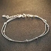 Solid 925 Sterling Silver Double Strand Bracelet