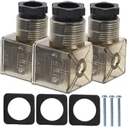 3pcs Brown Lighted Junction Box Charger Solenoid Accessories Aux Solenoid Valve Headphone 3 Prong Connectors Outlet Connector with Indicator Light Drain LED Rubber