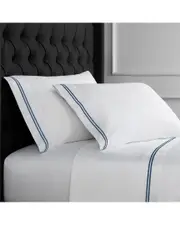 Melange Home Set of Two 600 Thread Count Sateen Stripe Embroidery Pillowcases