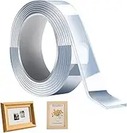 Two Sided Tape - Heavy Duty Clear Sticky Roll - Removable Mounting Tape, Waterproof Clear Tape for Posters, Ceramics, Wood, Walls