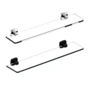 Chrome Matt Black Clear Toughened Glass Shower Shampoo Shelf Wall Mounted Brass