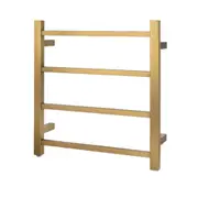 AQUAPERLA 4-Bar Heated Towel Rail - Square Bars - PVD Brushed Yellow Gold (W500mm x H520mm)