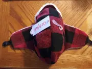 Cat & Jack Size OSFM Red/Black Plaid White Trim Ears Covered 612