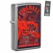 Zippo 49308 Fireball Whiskey Burns Like Hell Chrome Lighter + FLINT PACK