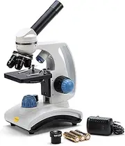 [swift] SW100 Compound Kids Microscope with 40x Magnification, Rotating Monocular Head, All Glass Optics, Dual LED Lights, Carry Handle and Cordless Ability for Kids and Beginners