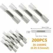 200PCS Solder Heat Shrink Wire Connectors Butt Splice Terminals Waterproof White