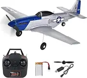 Hylukon RC Plane, 4 Channels P-51 Mustang RC Plane, 2.4GHz 6-axis Gyro Gliding RC Airplane 4 in 1 Speed Controller One-Touch Function Prefect Gifts for Adults Kids Boys