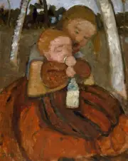 Becker -Girl with a Baby Giclee Fine Art Print on Canvas Wall Decor Printing 36"