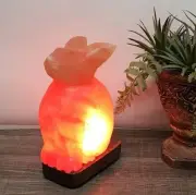 Natural Himalayan Pink Salt Bunny Shape Lamp, Dimmer Switch, Ionizer Lamp, 8"