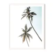 2 Palms Framed Printed Wall Art - White
