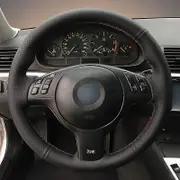 (style 5)black Genuine Leather Suede Diy Hand-stitched Car Steering Wheel Cover For Bmw M Sport E46 330i 330ci E39 540i 525i 530i M3 E46