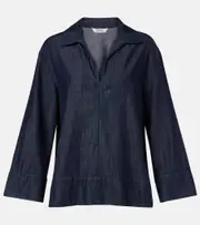 ['S Max Mara] 'S Max Mara Caterina cotton top UK 14 blue