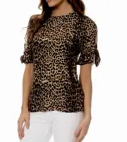 OASIS Leopard Print Viscose Tie Sleeve Top. Size 8 UK. NWT