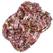 Sale! Champagne Purple Bronze Beads Braided Memory Wire Cuff Bracelet