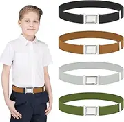 [LYTIVAGEN] Pack of 4 Elastic Children's Belts, Adjustable Stretch Belt, Magnetic Stretch Children's Belt with Buckle, Boys and Girls, Uniform Belt for Jeans, Trousers, Dress