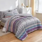 Flysheep Bohemian Bed in a Bag 7 Pieces King Size, Colorful Boho Purple Orang...