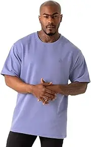 [RYDERWEAR] Men's Throwback Fleece Oversized T-Shirt - Indigo Blue L