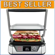Deluxe 5-in-1 Digital Panini Press with Dishwasher-Safe Plates - Easy Cleanup