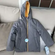 Boys Whales Tail Outerwear Hooded Gray Puffer Jacket Size 4