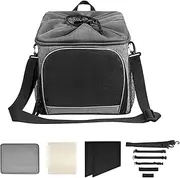 Pet Basket, Pet Bikes Carrier, Detachable Lightweight Bag, Breathable Mesh Design, Easy Attachment, Grey/black 12.01x10.24x13.98 Inches For Beach, Grocery, Mountain Rides
