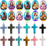 12 Pcs Prefilled Easter Eggs with Cross Crystal Stone Bulks 1'' Natural Crystal