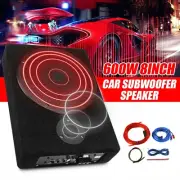 8" 600W Car Subwoofer Under-Seat Amplifier Speaker Audio Sub Woofer Slim Box US,