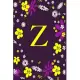 Z: Pretty Initial Alphabet Monogram Letter Z Ruled Notebook. Cute Floral Design - Personalized Medium Lined Writing Pad,