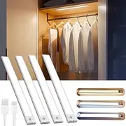 Under Cabinet Lighting, Motion Sensor Closet Lights, Wireless USB Rechargeable Led Light Bars, Sensor Night Lights for Drawers, Wardrobe, Stair, Kitchen (4)