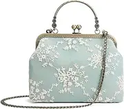 [Rejolly] Women Vintage Kiss Lock Top Handle Handbag Evening Purse Crossbody Shoulder Bag with Chain Strap