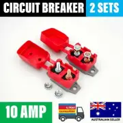 2 x 10A Circuit Breaker Stud Type 12V 24V Auto Reset Red Cover 10 AMP