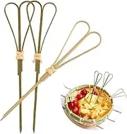 ABSOK Cocktail Sticks Toothpicks Party Supplies Bamboo Picks Knot Skewers Toothpicks Sticks Decorative Appetizers BBQ 100 Count (Heart Shaped)