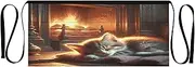 [Joitme] Cozy Cat Fireplace Red Waist Aprons with Pockets, Teacher Aprons, Apron with Pockets, Cozy Cat Fireplace Red