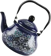 POPETPOP Large Capacity Enameled Tea Kettle Vintage Whistling Stove Top Kettle for Boiling Water Making Tea for Outdoor Camping and Home Use