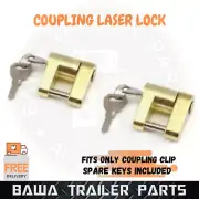 2 x Trailer Coupling Laser lock Hitch Lock Caravan Off Road Tregg Pin / Pad Lock