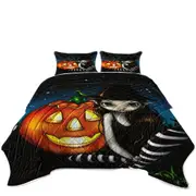 Halloween Night Big Eyed Witch and Pumpkin Coverlet
