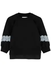 3.1 Phillip Lim Lantern Lace-panelled Cotton Sweatshirt - Black - S (UK8-10 / S) S (UK8-10 / S)