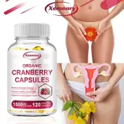 120pcs Organic Cranberry Capsules - Kidney Support Formula, Urinary Tract Health