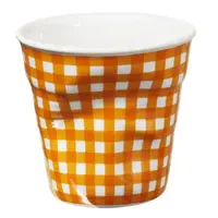 在飛比找momo購物網優惠-【REVOL】法國 REVOL FRO 橘格紋陶瓷皺折杯 8