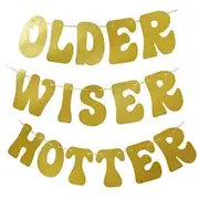 Happy Birthday Party Decorations Banner Older Wiser Hotter Funny Age Supplies