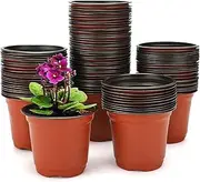 ROROUP 100PCS 9cm Plant Nursery Pots, Plastic Seedling Pots, Reusable Flower Pots with Drainage Holes, Flower Plant Succulents Container for Seedlings, Cuttings, Transplanting