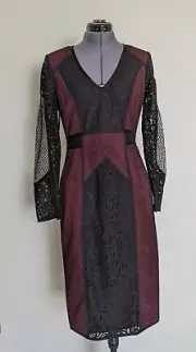 NEW Sass & Bide Midi Dress Lace Long Sleeve Puzzle Me This Size 38 8 RRP$590