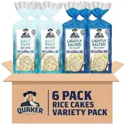 Quaker Large Rice Cakes Gluten Free Lightly Salted + Salt Free Variety Pack 4...